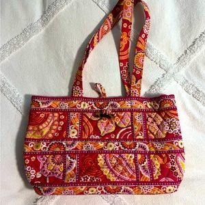 Vintage Vera Bradley Tic Tac Toggle Tote in Raspberry Fizz Pattern